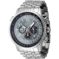 Invicta Men's Watch - Aviator Quartz Chrono Grey and Black Dial Steel Bracelet | 48225