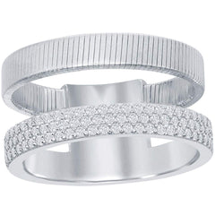 Sterling Silver Designer CZ Ring Bonded with Platinum, Size 8