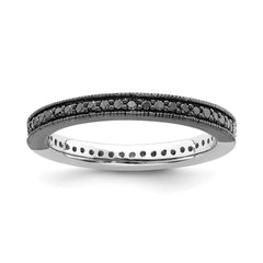 Sterling Silver Stackable Expressions Polished Half Black/White Dia Ring | QSK662