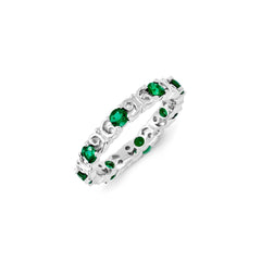 Sterling Silver Stackable Expressions Created Emerald Ring | QSK1220