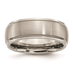 Titanium Ridged Edge 8mm Brushed and Polished Band | TB38
