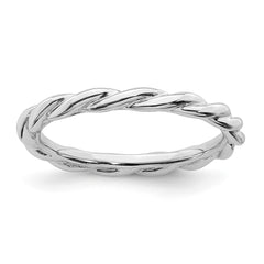 Sterling Silver Stackable Expressions Rhodium Twist Ring | QSK1952