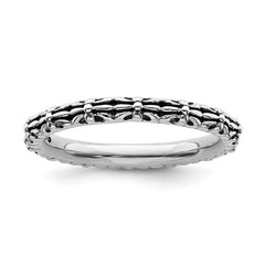 Sterling Silver Stackable Expressions Antiqued Ring | QSK803