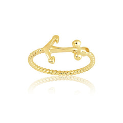 Sterling Silver GP Anchor Ring - W-9823