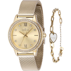Invicta Women's Watch - Angel Quartz Gold Tone Brass Dial Mesh Steel Bracelet | 48253