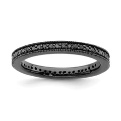 Sterling Silver Stackable Expressions Ruthenium Black Dia Ring | QSK810