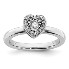 Sterling Silver Stackable Expressions Heart Diamond Ring | QSK331
