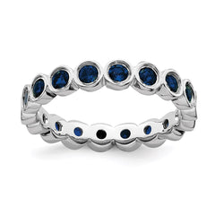 Sterling Silver Stackable Expressions Created Sapphire Ring | QSK394