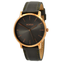 Nixon Men's Quartz Watch - Porter Leather Gunmetal Dial Black Strap | A10582441