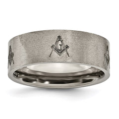 Titanium Flat 8mm Laser Design Brushed Band | TB33M