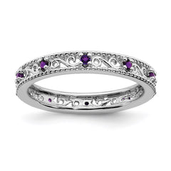 Sterling Silver Stackable Expressions Amethyst Ring | QSK1483