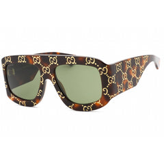 Gucci Men's Sunglasses - Havana Plastic Shield Full Rim Frame Green Lens | GG0983S 002