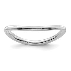 Sterling Silver Stackable Expressions Polished Rhodium-plate Wave Ring | QSK714