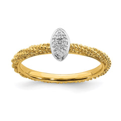 Sterling Silver Diamond Stackable Expressions Yellow Gold Plated Ring | QSK1832