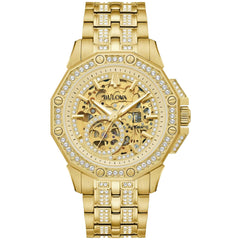 Bulova Men's Watch - Octava Automatic Crystal Gold Tone Dial Bracelet | 98A292