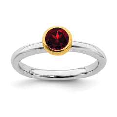 Sterling Silver Stackable Expressions w/Gold-plated Garnet Ring | QSK1875