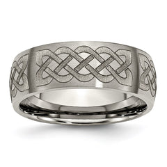 Titanium 8mm Laser Design Brushed Band | TB26F