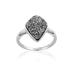 Sterling Silver Gray Druzy Ring - W-9750