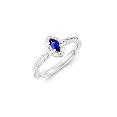 Sterling Silver Stackable Expressions Created Blue Sapphire Ring | QSK1126
