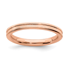 Sterling Silver Stackable Expressions Pink-plated Grooved Ring | QSK228