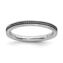 Sterling Silver Stackable Expressions Black-plated Channeled Ring | QSK1620