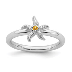 Sterling Silver Stackable Expressions Citrine Starfish Ring | QSK1864