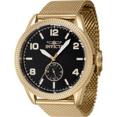 Invicta Men's Watch - Vintage Black Dial Yellow Gold Steel Bracelet Quartz | 47135