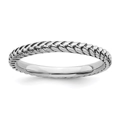 Sterling Silver Stackable Expressions Antiqued Ring | QSK801