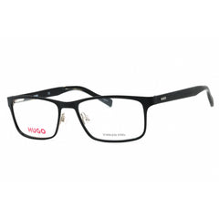 Hugo Men's Eyeglasses - Matte Black Metal Rectangular Full Rim Frame | HG 0151 0003 00