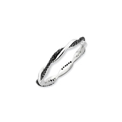Sterling Silver Stackable Expressions Polished Black Diamond Ring | QSK634
