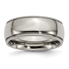 Titanium Grooved and Beaded Edge 8mm Polished Band | TB133