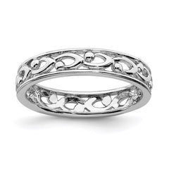 Sterling Silver Stackable Expressions Carved Ring | QSK1534