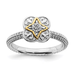 Sterling Silver & 14k Stackable Expressions Diamond Ring | QSK926