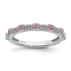 Sterling Silver Stackable Expressions Pink Tourmaline & Diamond Ring | QSK2157