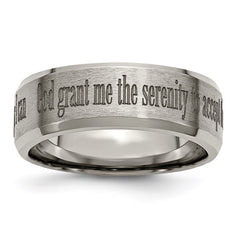 Titanium Beveled Edge 8mm Laser Design Brushed & Polished Band | TB115G