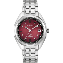 Bulova Unisex Watch - Jet Star Quartz with 262 kHz Red Dial Silver Bracelet | 96B401