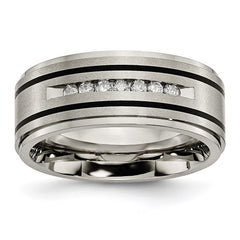 Titanium Polished/Brushed Enameled 1/4ct tw. Diamond 9mm Band | TB437A