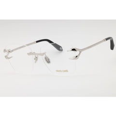 Roberto Cavalli Unisex Eyeglasses - Palladium Metal Square Rimless Frame | VRC022 0579