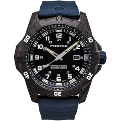 ProTek Men's Watch - USMC Series Quartz Blue Genuine Rubber Strap Date Dive | 1013B