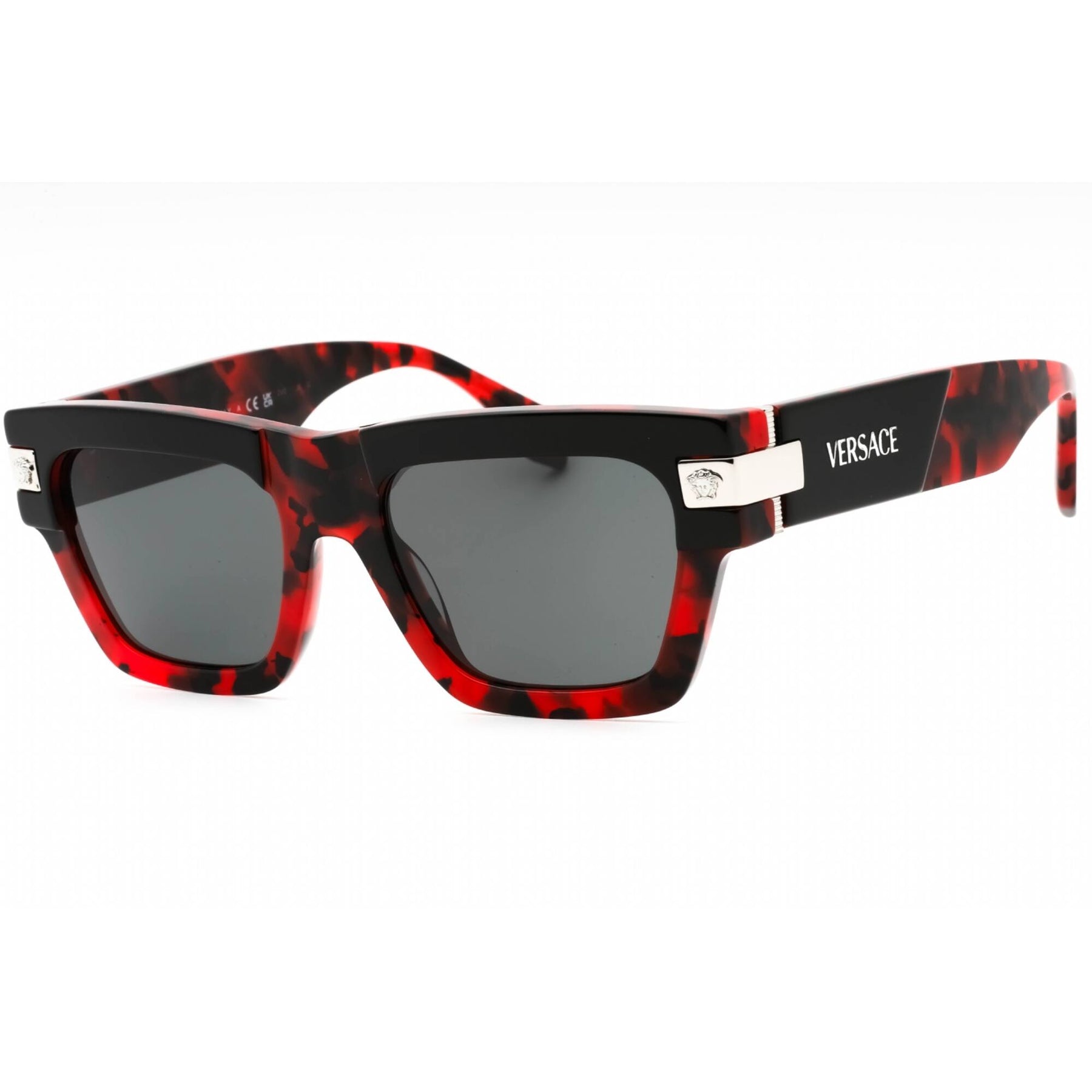 Versace Women's Sunglasses - Top Black/Red Havana Square Full Rim
