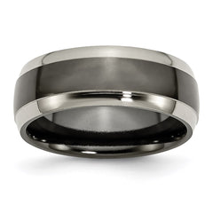 Titanium Black Ti Two Toned Edge 8mm Polished Band | TB285