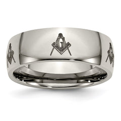 Titanium 8mm Laser Design Polished Band | TB2M