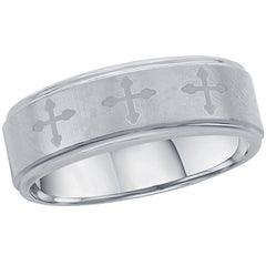 Men's Ring - Brushed and Polished Cross Tungsten, Size 9 | SW-2122-9