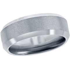 Men's Ring - Brushed and Polished Silver 8mm Tungsten, Size 9 | SW-2079-9