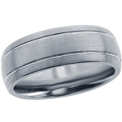 Men's Ring - Brushed Silver Double Stripe Tungsten, Size 9 | SW-2071-9