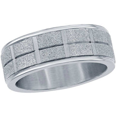 Men's Ring - Silver Stainless Steel Sand Blasted, Size 9 | SW-2089-9