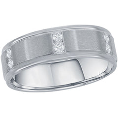 Men's Ring - Stainless Steel Brushed and Polished CZ, Size 9 | SW-2100-9