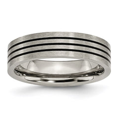 Titanium Enameled Flat 6mm Satin & Polished Band | TB347