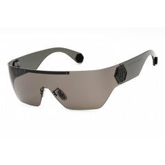 Philipp Plein Unisex Sunglasses - Shiny Gunmetal Shield Shape Frame | SPP029M 0568