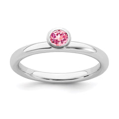 SS Stackable Expressions High 4mm Round Pink Tourmaline Ring | QSK467